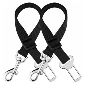 Heavy Duty Nylon Pet Safety Seat Belt Clip Adjustable Dog Vehicle Harness Lead (Option: Black)